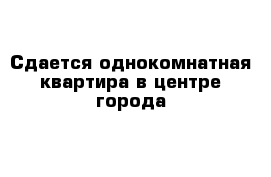 Сдается однокомнатная квартира в центре города